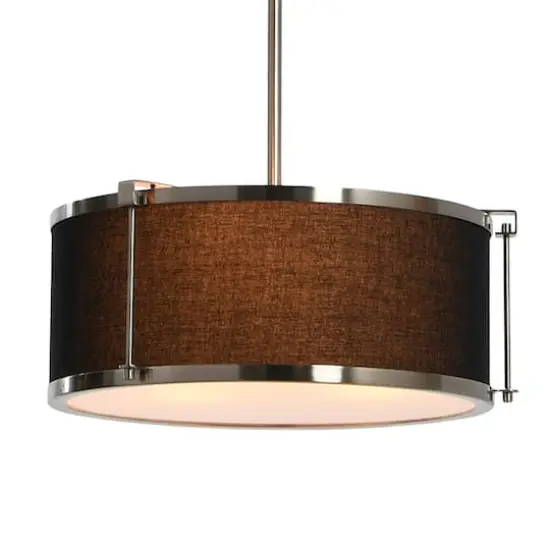 Hello Honey&reg; Robert Stevenson Lighting Harrison Metal Ceiling Light with Captured Linen Shade Black/Brushed Nickel {3}