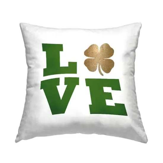 Stupell Industries Love Green Irish Shamrock, Love Green Irish Shamrock Decorative Printed Throw Pillow {1}