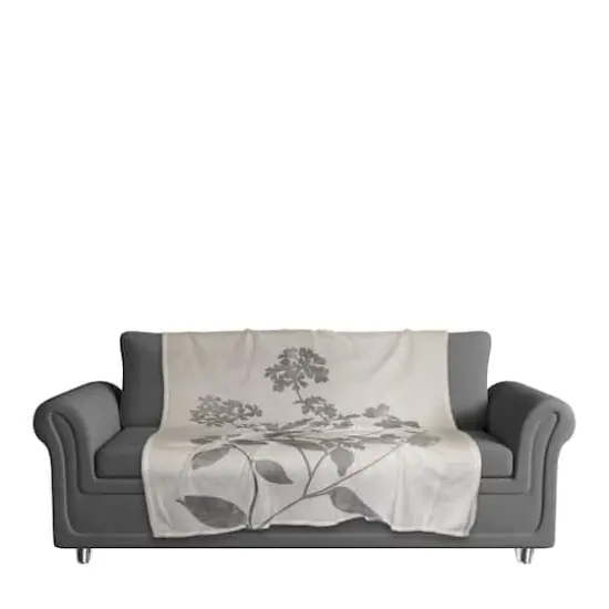 Neutral Distressed Florals 50" x 60" Coral Fleece Blanket {4}