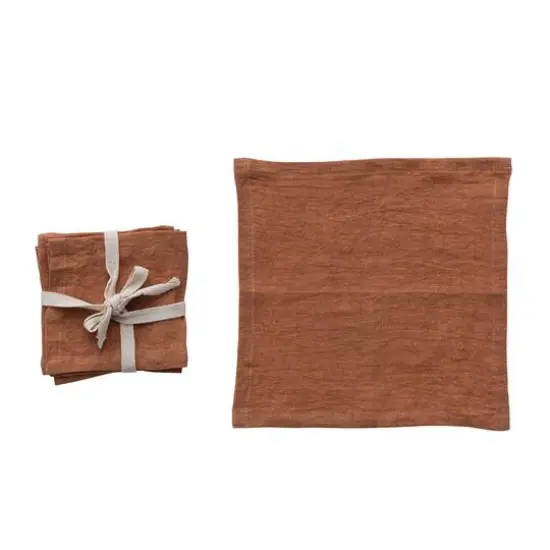 Hello Honey&reg; 10" Square Stonewashed Linen Cocktail Napkins, 4ct. Rust {9}