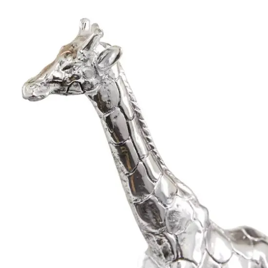13" Silver Polystone Safari Animal Sculpture {6}
