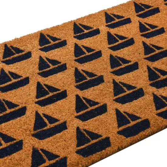 Hello Honey&reg; Nautical Sailboat Coir Doormat {4}