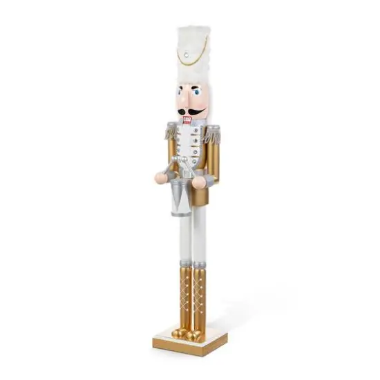 Glitzhome&reg; 35.75"H Wooden Christmas Gold Dressed Soldier Nutcracker {7}