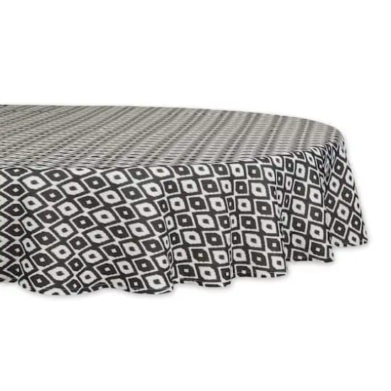Black Ikat Outdoor Tablecloth 60" Round {1}