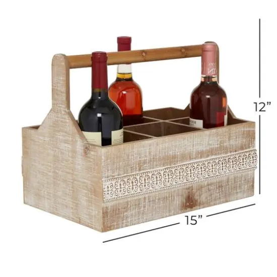 Brown Wood Boho Style Bottle Holder {6}