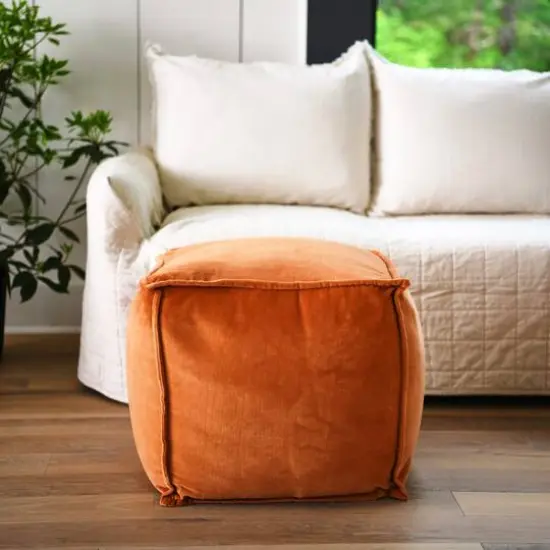 Hello Honey&reg; 18" Modern Boho Cotton Velvet Pouf Rust {6}