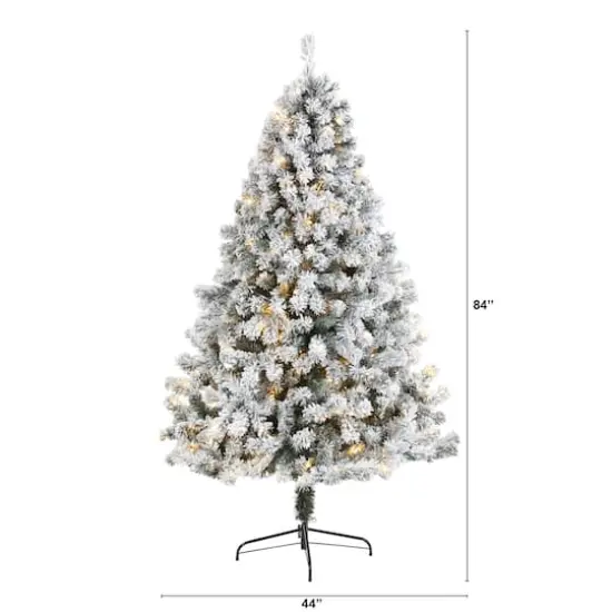 7ft. Pre-Lit Flocked West Virginia Fir Artificial Christmas Tree, Clear LED Lights {5}