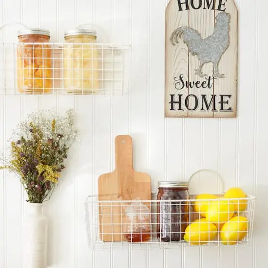 DII&reg; Medium Wire Wall Baskets, 2ct. Antique White {6}