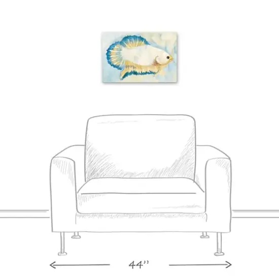 White And Blue Fish 18" x 12' Canvas Wall Art {4}