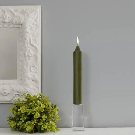 Root Candles 9" Unscented Grecian Collenette Taper Candles, 4ct. Dark Olive {4}