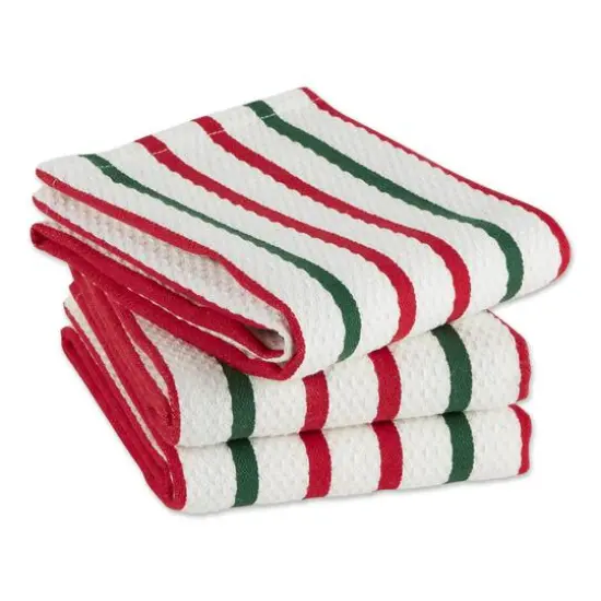 DII&reg; Holiday Stripes Heavyweight Dishtowel & Dishcloth Set {6}