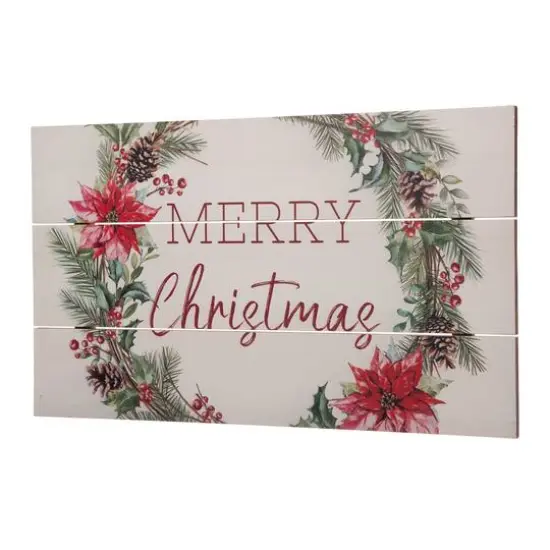 Glitzhome&reg; Wooden Merry Christmas Wall D&eacute;cor Accent {4}