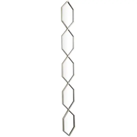 Silver Metal Slim Stacked Chain 5 Layer Wall Mirror with Trellis Pattern 7" x 1" x 59" {3}
