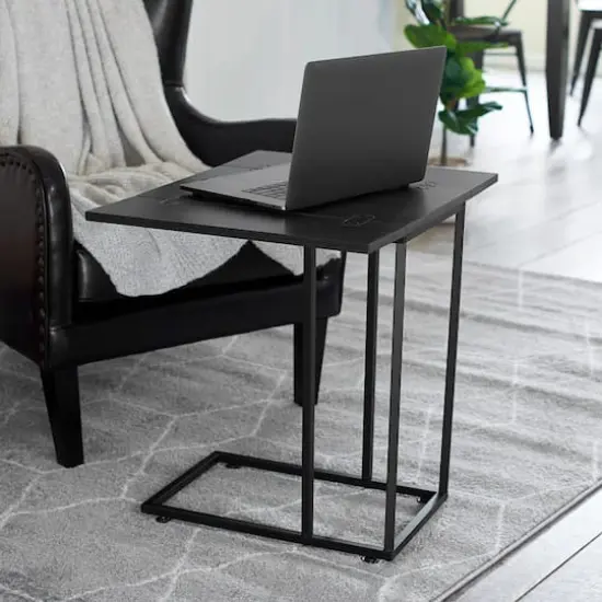 Household Essentials Jamestown Extendable C-Shaped End Table Black Oak {3}