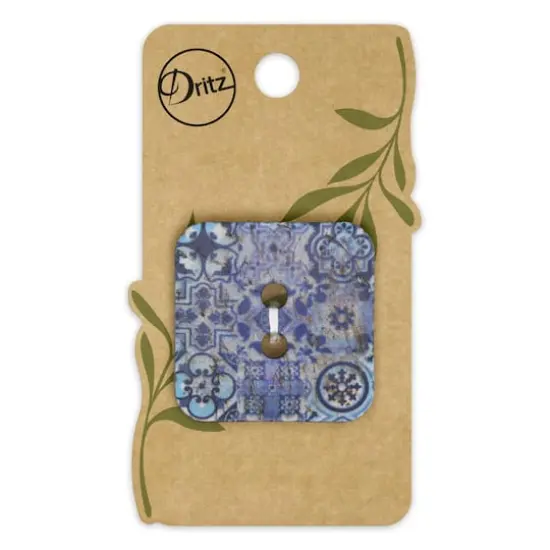 Dritz&reg; 35mm Blue Sustainable Coconut Square Button, 3ct. {1}