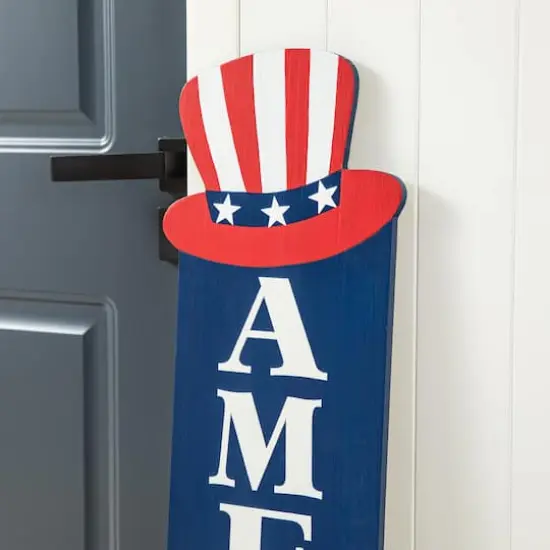 Glitzhome&reg; 42" Patriotic America Wood Porch D&eacute;cor {5}