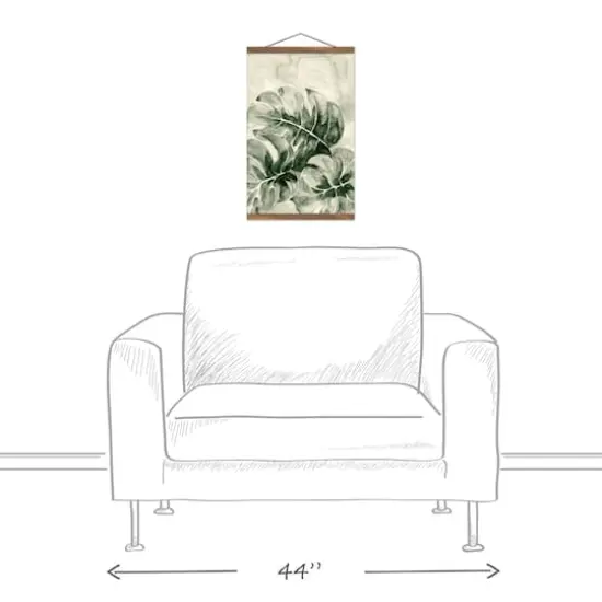 Sage Monstera Teak Hanging Canvas {4}