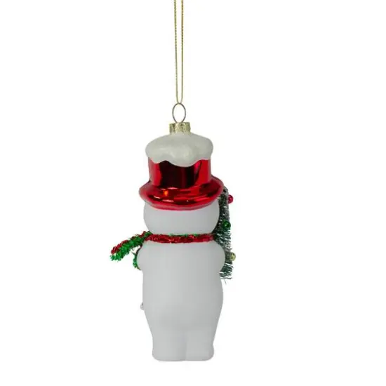5.5" White & Red Glass Snowman Christmas Ornament {10}
