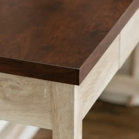 Walker Edison 46" White Oak/Traditional Brown A Frame Wood Computer Desk with Drawer {7}