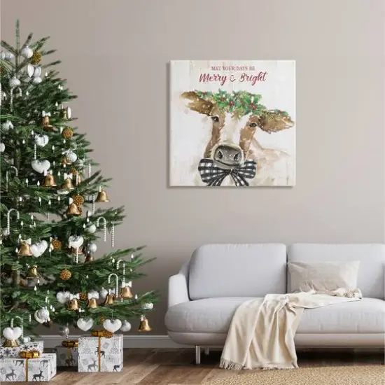 Stupell Industries Merry & Bright Holiday Cattle Canvas Wall Art {3}