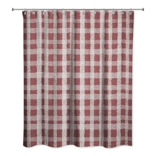 Chalky Plaid Shower Curtain Maroon {1}