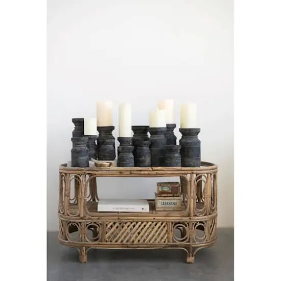 Hello Honey&reg; Black Found Wood Pillar Candleholders Set {7}