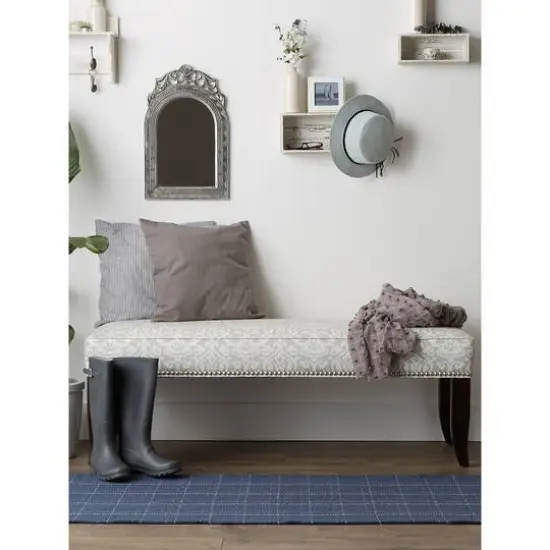 DII&reg; Variegated Plaid Recycled Yarn Floor Runner, 2ft. x 3" x 6ft. French Blue Plaid {6}