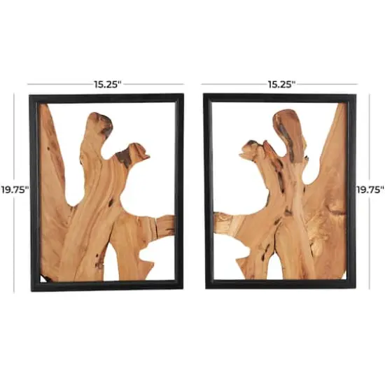 Brown Handmade Abstract Live Edge Wooden Slab Wall D&eacute;cor Set {7}