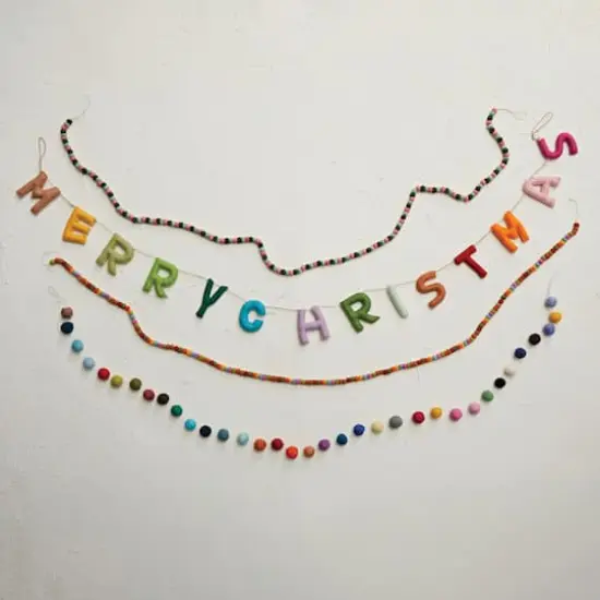 Hello Honey® 6ft. Multicolor Handmade Wool Felt Ball Garland {4}