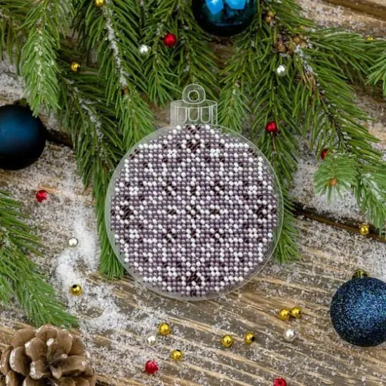 Wonderland Crafts Purple Fair Isle Ball Ornament Bead Embroidery on Plastic Kit {3}
