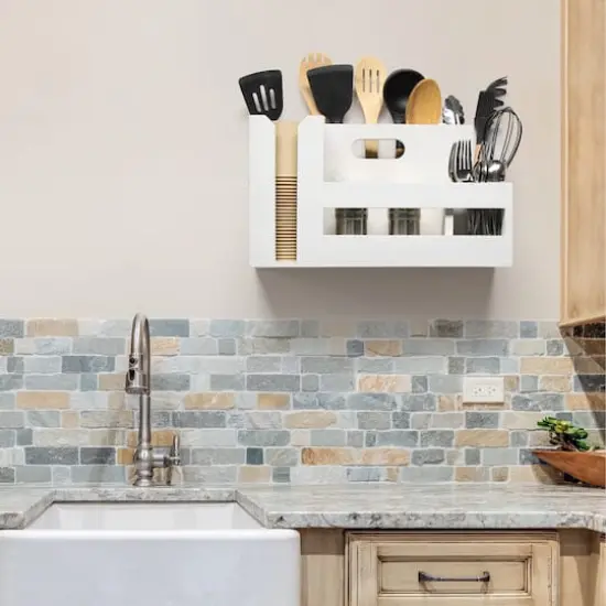 Elegant Designs Wood Caddy Organizer White Wash {5}