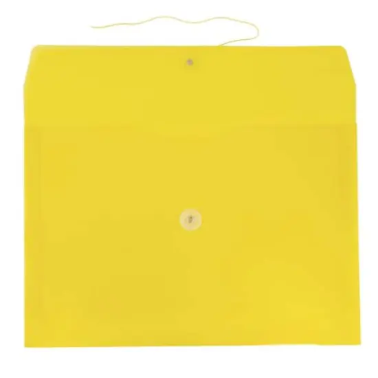 JAM Paper 9.75" x 14.5" Button & String Tie Closure Plastic Envelopes, 12ct. Yellow {4}