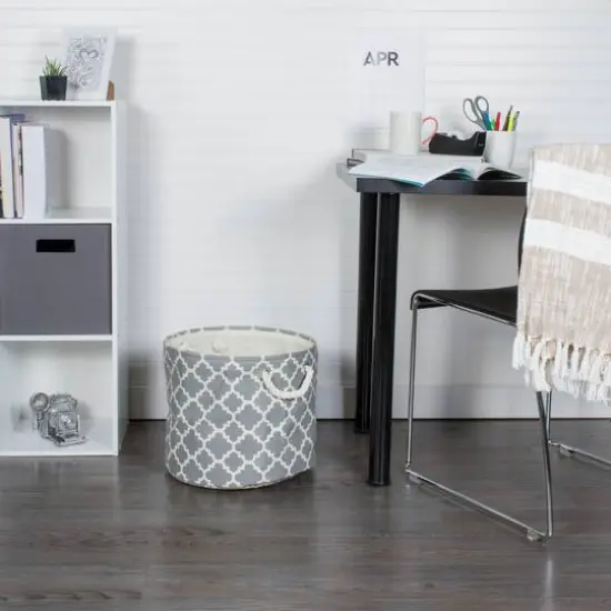 DII&reg; 9" Gray Lattice Fabric Bin {5}