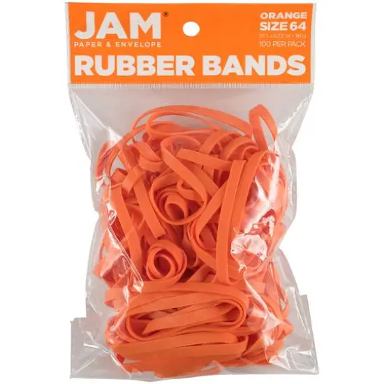 JAM Paper Size 64 Rubber Bands, 100ct. Orange {4}