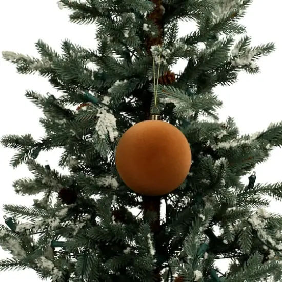 4 Pack 3.8" Flocked Shatterproof Ball Ornaments by Ashland&reg; Brown {4}