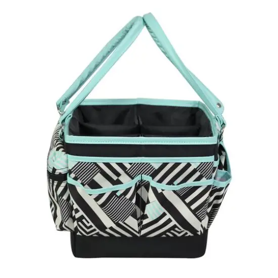 Everything Mary Teal Geometric Deluxe Store & Tote Craft Organizer {7}