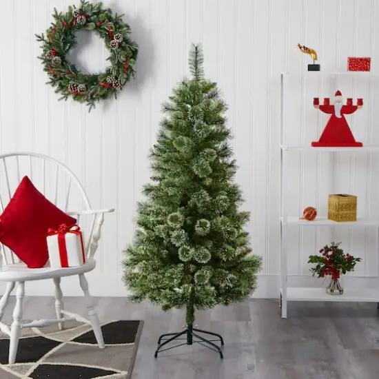 5ft. Unlit Wisconsin Slim Snow Tip Pine Artificial Christmas Tree {7}
