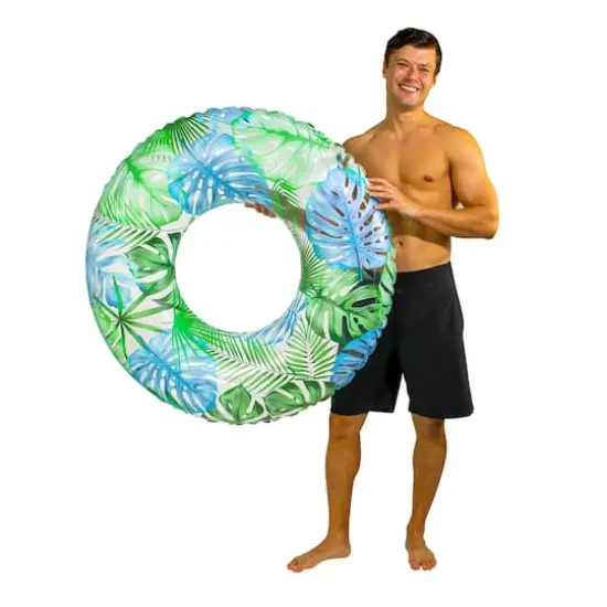 PoolCandy Resort Collection Jumbo Pool Tube with Palm Print {1}
