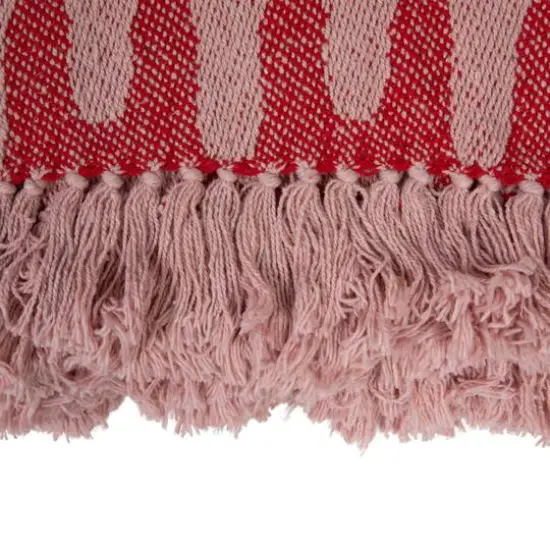 Hello Honey&reg; 60" Red & Pink Patterned Throw Blanket with Fringe {3}