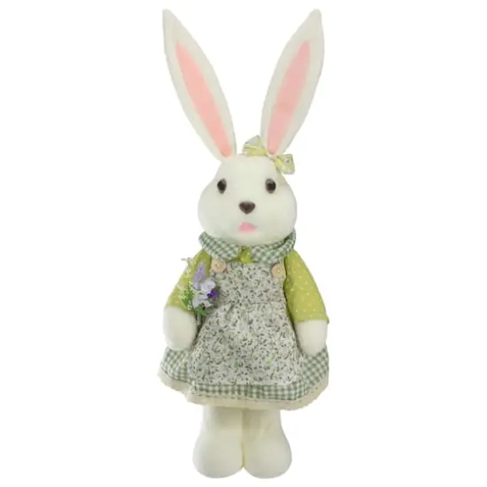 20" White & Green Standing Girl Rabbit Easter Figure {1}