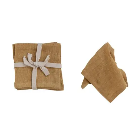 Hello Honey&reg; 10" Square Stonewashed Linen Cocktail Napkins, 4ct. Mustard {9}