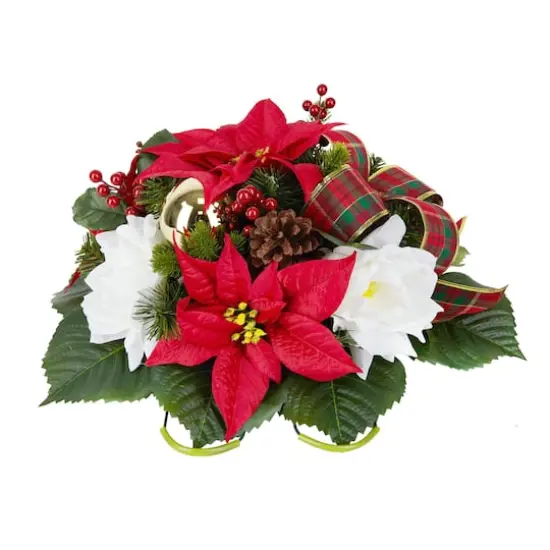 17" Red & White Poinsettia Remembrance Saddle by Ashland&reg; {1}