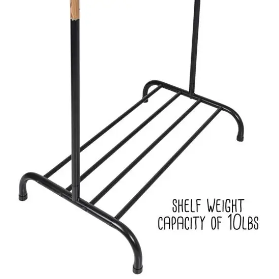 Honey Can Do Black Single Garment Rack with Shoe Shelf & Hanging Bar {14}