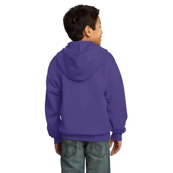 Port & Company&reg; Youth Core Fleece Full-Zip Hooded Sweatshirt Purple {6}