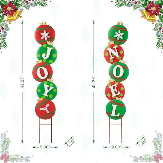 Glitzhome&reg; Metal Metal JOY & NOEL Ornament Yard Stake/Wall D&eacute;cor Set {8}