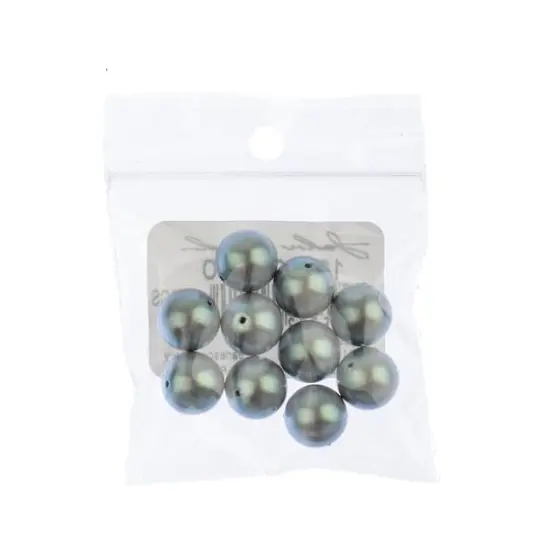 Preciosa Maxima 10mm Pearlescent Glass Nacre Pearls, 10ct.Pearlescent Grey {3}