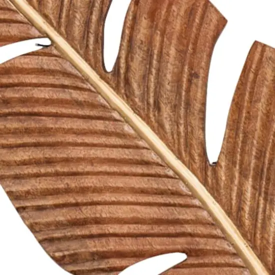 Brown Mango Wood Coastal Leaf Wall D&eacute;cor Set {4}