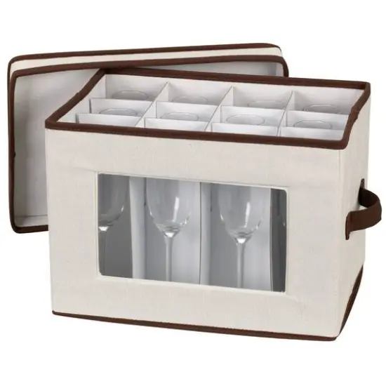Household Essentials Champagne Glassware Storage Box White {9}