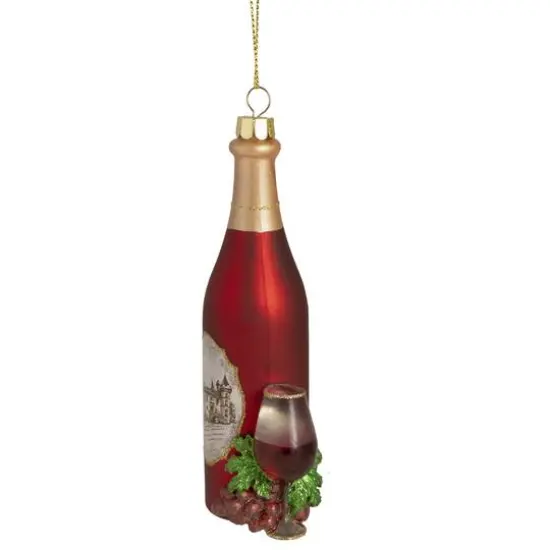 6" Matte Red Wine Country Glass Bottle Christmas Ornament {9}