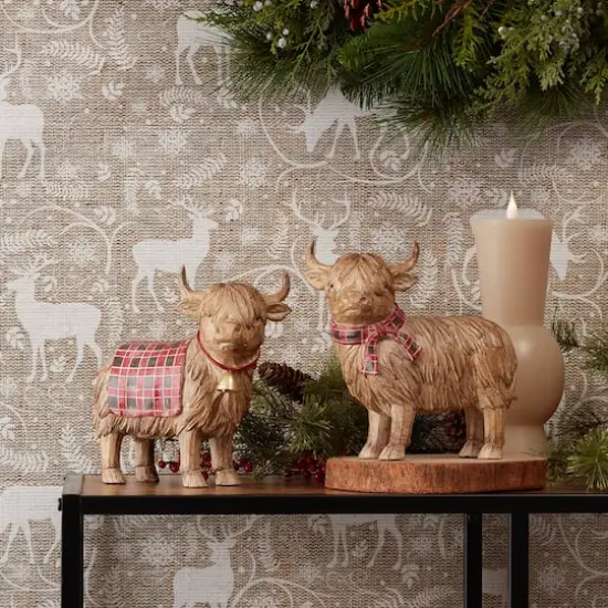 7.75" Winter Highland Cow Figurines Set {3}